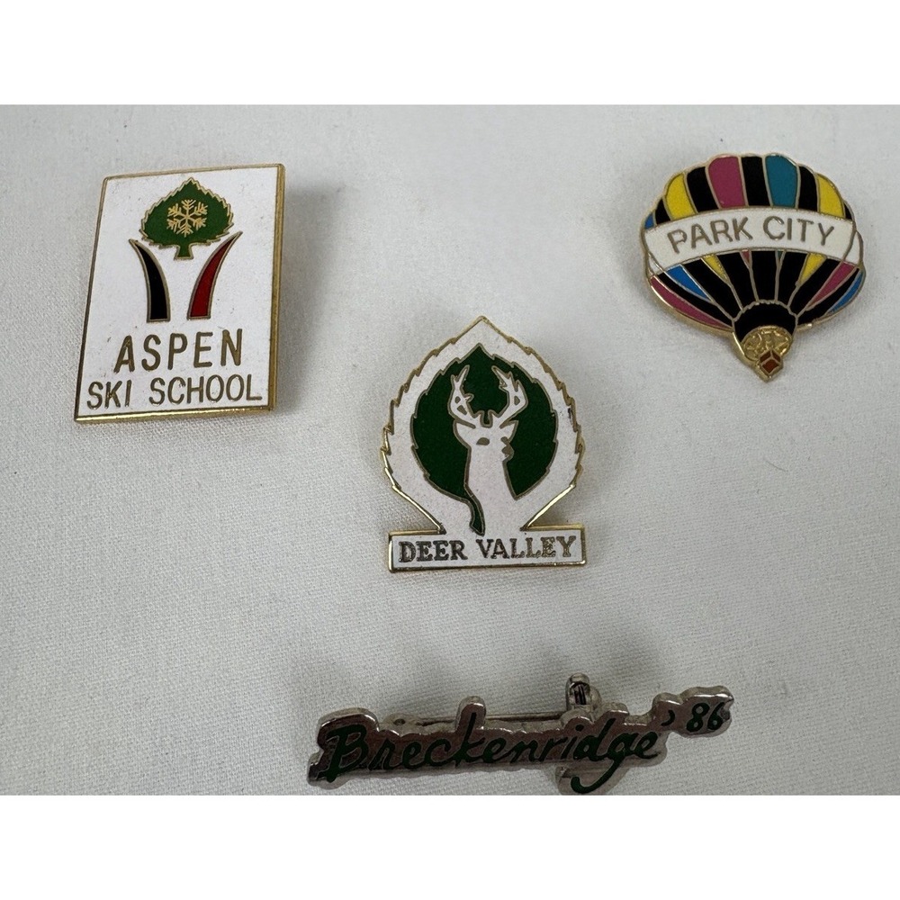 Vintage Set Of Alpine Ski Pins Badges Utah Colorado